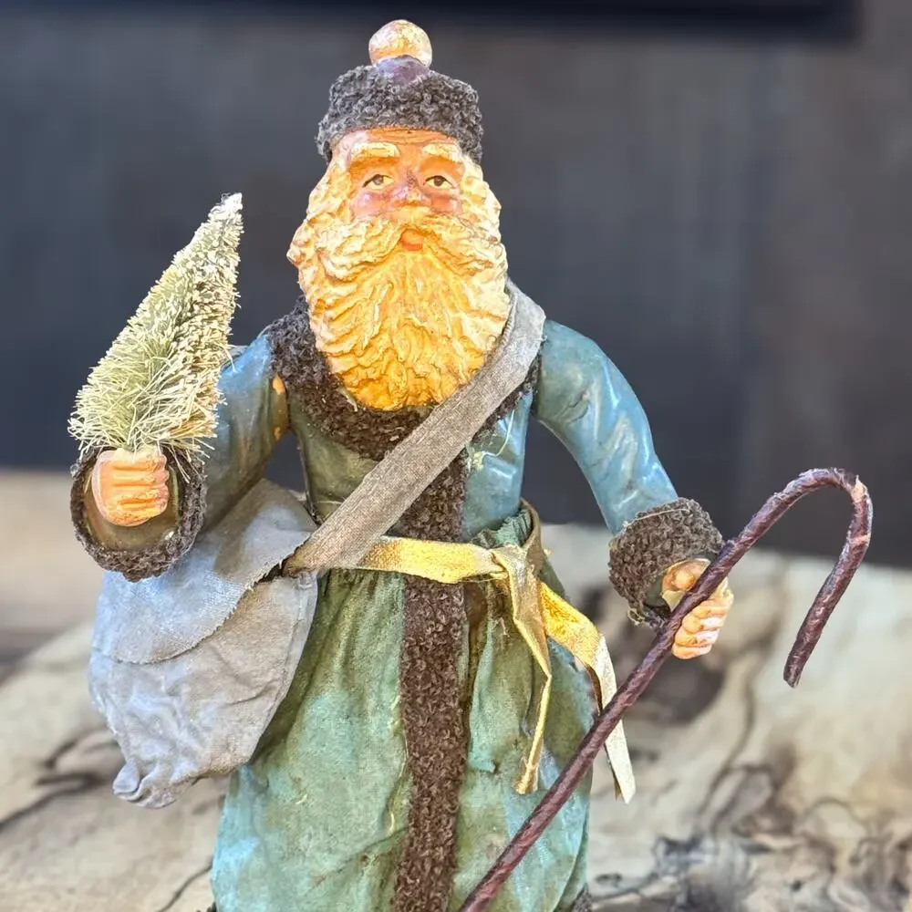 Vintage Kurt Adler Santa's World Fabriche' Old World Santa w Tree Figurine, 6.5" - Picture 2 of 9